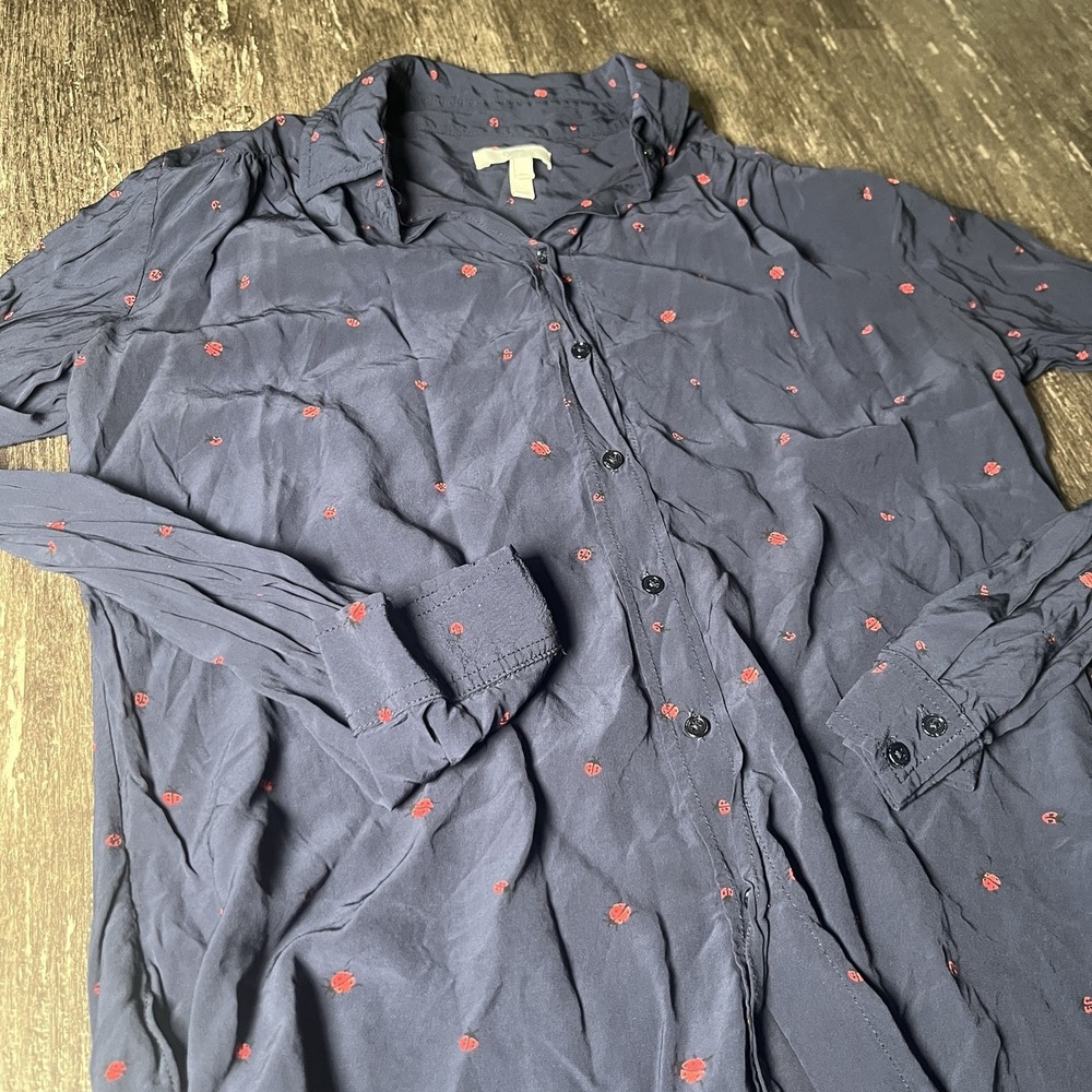 Joie Blouse Women Navy Ladybug Top XS Viscose - Picture 2 of 7